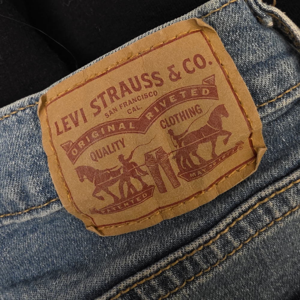 Levi's Medium Blue Straight Jeans with Leather Patch